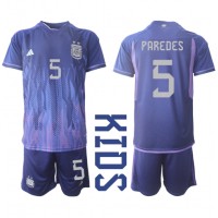 Fotballdrakt Barn Argentina Leandro Paredes #5 Bortedraktsett VM 2022 Kortermet (+ Korte bukser)